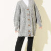 Buttoned Knit Detail Cardigan Grey - Image 2