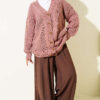 Buttoned Knit Detail Cardigan Rose Dust - Image 2