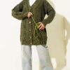 Buttoned Knit Detail Cardigan Khaki - Image 2
