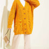 Buttoned Knit Detail Cardigan Mustard - Image 2