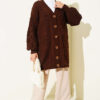 Buttoned Knit Detail Cardigan Brown - Afbeelding 2