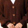 Buttoned Knit Detail Cardigan Brown - Afbeelding 4