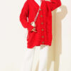 Buttoned Knit Detail Cardigan Red - Imagen 2