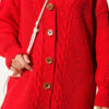 Buttoned Knit Detail Cardigan Red - Imagen 4