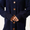 Buttoned Knit Detail Cardigan Navy Blue - Image 4