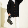 Buttoned Knit Detail Cardigan Black - immagine 2