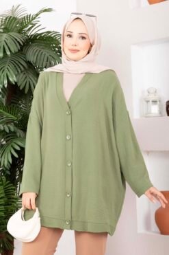 Alternative view of Buttoned Loose Aerobin Kimono Khaki