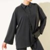 Button-up Collar Tencel Two-Piece Set Black - Imagen 2