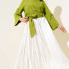 Buttoned Side Tied Short Shirt Pistachio Green - الصورة 2