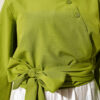 Buttoned Side Tied Short Shirt Pistachio Green - الصورة 4