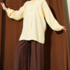 Low Shoulder Tie Belted Modal Shirt Yellow - Image 2