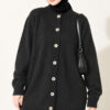 Off-Shoulder Button-Front French Terry Knit Cardigan Anthracite