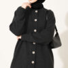 Off-Shoulder Button-Front French Terry Knit Cardigan Anthracite - Afbeelding 2