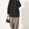 Off-Shoulder Button-Front French Terry Knit Cardigan Anthracite - Afbeelding 3