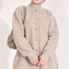 Off-Shoulder Button-Front French Terry Knit Cardigan Beige