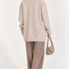 Off-Shoulder Button-Front French Terry Knit Cardigan Beige - Imagen 4