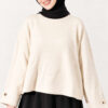 Off-Shoulder Loose-Fit French Terry Knit Sweater Beige