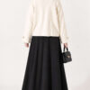 Off-Shoulder Loose-Fit French Terry Knit Sweater Beige - Image 4