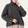 Off-Shoulder Loose-Fit French Terry Knit Sweater Smoke - Imagen 2