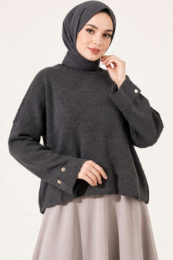 Alternative view of Off-Shoulder Loose-Fit French Terry Knit Sweater Smoke
