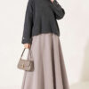 Off-Shoulder Loose-Fit French Terry Knit Sweater Smoke - Imagen 3