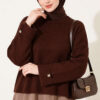 Off-Shoulder Loose-Fit French Terry Knit Sweater Brown