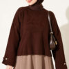 Off-Shoulder Loose-Fit French Terry Knit Sweater Brown - Image 2