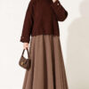 Off-Shoulder Loose-Fit French Terry Knit Sweater Brown - Image 3