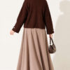 Off-Shoulder Loose-Fit French Terry Knit Sweater Brown - Image 4