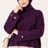 Off-Shoulder Loose-Fit French Terry Knit Sweater Purple – Bild 2