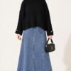 Off-Shoulder Loose-Fit French Terry Knit Sweater Black - Image 3