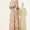 Multicolored Floral Pattern Full-Length Button Dress Beige - Image 3