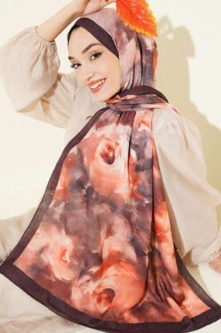 Alternative view of Floral Bamboo Crinkle Shawl Dark Brown