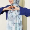 Floral Bamboo Crinkle Shawl Ice Blue