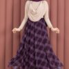 Asymmetrical Cut Chiffon Skirt with Checkered Pattern Plum