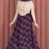 Asymmetrical Cut Chiffon Skirt with Checkered Pattern Plum - Afbeelding 3