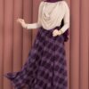 Asymmetrical Cut Chiffon Skirt with Checkered Pattern Plum - Afbeelding 4