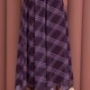 Asymmetrical Cut Chiffon Skirt with Checkered Pattern Plum - Afbeelding 2