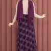Asymmetrical Cut Chiffon Skirt with Checkered Pattern Plum - Afbeelding 5