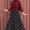 Asymmetrical Cut Chiffon Skirt with Checkered Pattern Black – Bild 3
