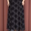 Asymmetrical Cut Chiffon Skirt with Checkered Pattern Black – Bild 2