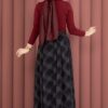Asymmetrical Cut Chiffon Skirt with Checkered Pattern Black – Bild 5