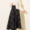 Plaid Flared Wool Skirt Midnight Blue - الصورة 2