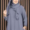 Dress & Matching Shawl Modest Two-Piece Set Grey - immagine 2