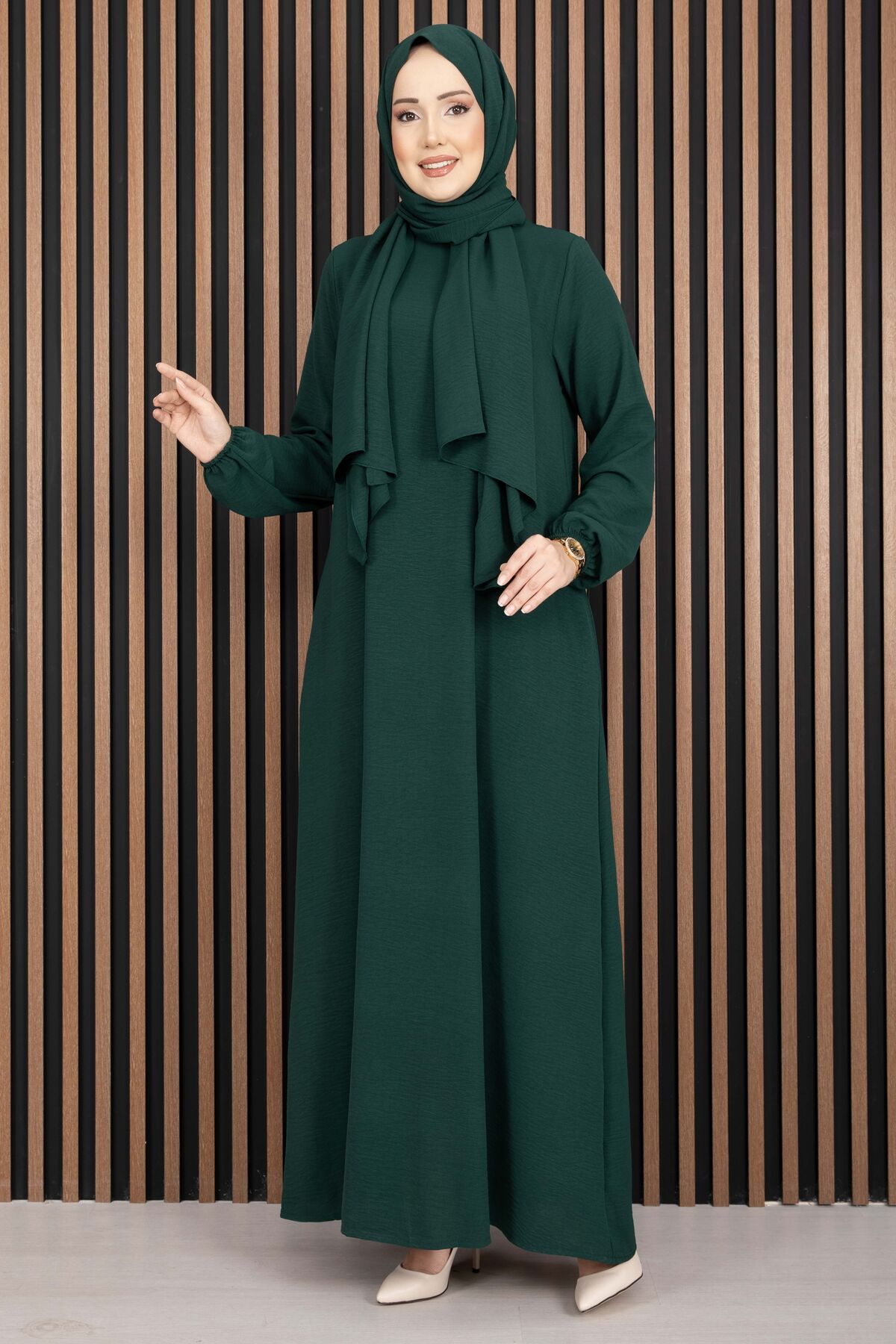 Dress & Matching Shawl Modest Two-Piece Set Emerald – Bild 3