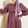 Gathered Hem Edge Striped Dress Purple - Afbeelding 2