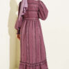 Gathered Hem Edge Striped Dress Purple - Afbeelding 3
