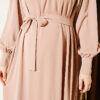 Gathered Hem Edge Midi Dress Beige – Image 4