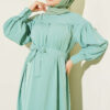 Gathered Hem Edge Midi Dress Aqua Green - Image 2