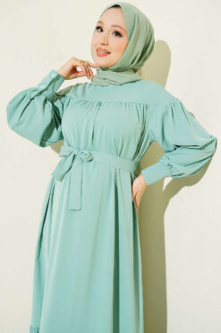 Alternative view of Gathered Hem Edge Midi Dress Aqua Green